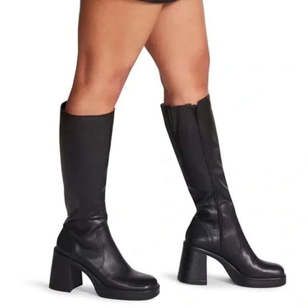 Steve Madden Fanatik black leather knee high boots